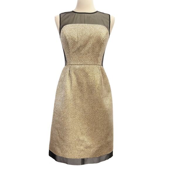 Ivy & Blu Boutique Dresses & Skirts - Chic Black Gold Sheer Illusion Metallic Boutique Midi Formal Dress with Pockets